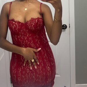Fashion Nova bodycon red lace dress